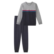LE JOGGER Pižama mornarska/pegasto siva/petrol/karminsko rdeča