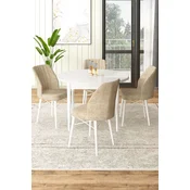 Hanah Home Set Trpezarijski sto i 4 stolice, Bež-beli