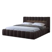 Tamno smedi tapecirani bracni krevet s prostorom za odlaganje s podnicom 180x200 cm Lamica – ELTAP