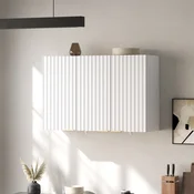 SONNENH Stenska omarica 90 x 29 x 60 cm, bela, tri rebrasta vrata, zlati ročaji, ločena ozka in široka polična dela, za kuhinjo ali kopalnico