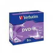 Verbatim DVD+R 4.7GB 16X 43497 Jawel Case Matt Silver 1/5 ( 556+JC/Z )