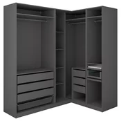PAX Ugaoni garderober, tamnosiva, 211/161x236 cm