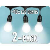 LEDOM LED verižna svetilka 5m za 10xE27 + 10x1W žarnica GRATIS/2-PACK! [477323] Farba svetla: Topla bela
