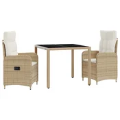 Vanjski set za objedovanje 3 pcs Bež i krem bijela