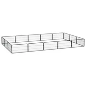 Ograda za pse s 16 panela crna 100 x 50 cm celik obložen prahom