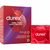 Durex Kondomi Feel Thin Extra Lubricated Regular Fit (Odtenek 24 ks)