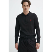 Bombažen pulover HUGO črna barva, 50510394