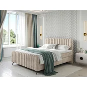 MID.YOU POSTELJA Z VZMETNICO 160 cm  x 200 cm , les, tekstil, leseni material naravne barve