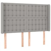 Vidaxl Vzglavje z ušesi svetlo sivo 147x16x118/128 cm blago