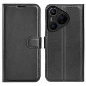 Etui Litchi za Huawei Pura 70 Pro - črn