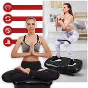 550 LCD fitnes trener platforma za vibracijsko vadbo z daljincem do 150kg črna