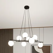 EMIBIG LIGHTING Visoka svetilka Glassy, opalno steklo, 100 cm, 8-žarilna, prekrižana - Dnevna soba/jedilnica - Sodobni - črna, bela opalna
