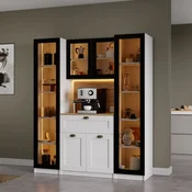 Hanah Home Nero Duo vitrina za kafe kutak sa LED osvetljenjem 160 × 190 × 44 cm, bela