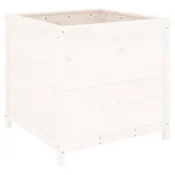 Vidaxl Vrtno cvetlično korito belo 82,5x82,5x78 cm trdna borovina