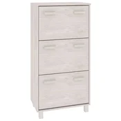 Vidaxl omara za čevlje HAMAR bela 59,5x35x117 cm trdna borovina