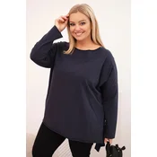 Plus Size asimetrična bluza z dolgimi rokavi