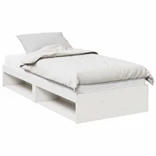 Vidaxl Dnevna postelja z vzmetnico bela 90x200 cm trdna borovina