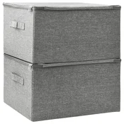 vidaXL Škatla za shranjevanje 2 kosa blago 43x34x23 cm siva