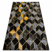 eoshop Preproga GLOSS moderni 400B 86 elegantna, glamur, art deco, 3D geometrijska črna/zlata ( - Velikost: 80x250 cm)