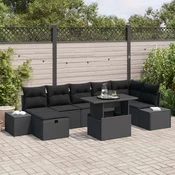 8 Dijelni Vrtni Sofa Set s Jastučićima Crni Poly Ratan