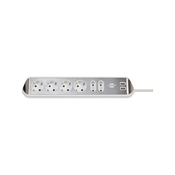 Brennenstuhl Estilo stenski/kotni podaljšek, 6 vtičnic, 2xUSB, 3,1 A, kabel H05VV-F 3G1,5, 2m, srebrno/bel 4007123672837