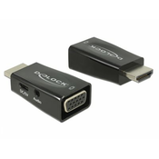 Adapter DELOCK, HDMI (M) na VGA (Ž), micro USB i zvuk, crni
