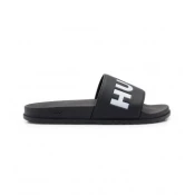 HUGO za moške. 50498352 Japonke Logotip Strip črna (36), Črna, Ravna stran, Ni, Priložnostno, Oblačila za plažo