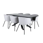 Venture Design Jedilna miza in stol Piazza in Berit, miza 76x180x90 cm, stol 55x78x55 cm, črna, siva