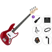 PSD Guitars JZB-100 Premium SET Red Električna bas kitara