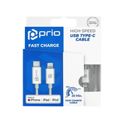 Prio Charge&Sync USB C v Lightning kabel, MFi certificiran, 1m, bel