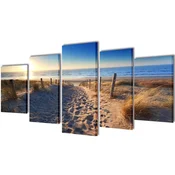 Zidne Slike na Platnu s Printom Pješcane Plaže 100 x 50 cm