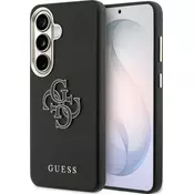 Guess PU 4G Resin Metal Logo zadnji pokrov za Samsung Galaxy S26+ črni