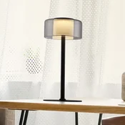 Paul Neuhaus Namizna svetilka LED Rika, steklo, višina 33 cm, možnost zatemnitve - Dnevna soba/jedilnica - Sodobni - črna, črno-prozorna