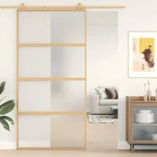 vidaXL Drsna vrata zlata 102,5x205 cm mat ESG steklo in aluminij