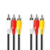 Nedis Kompozitni video kabel | 3x RCA moški | 3x RCA moški | Ponikljano | 480p | 2,00 m | Okrogla | PVC | Črna | Oznaka