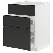METOD / MAXIMERA Pod.element sudop. i 3front/2fioke, bela/Upplöv boja antracita, mat, 60x60 cm