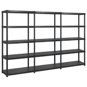 vidaXL Regal s policami 5-nadstropni črn 274,5x45,7x185 cm plastika