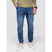 Ombre Mens denim joggers with asymmetrical stitching - blue
