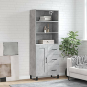 Greatstore Visoka komoda betonsko siva 69,5x34x180 cm inženirski les
