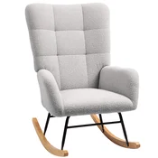 HOMCOM HOMCOM zibajoči stol medvedji žamet 94D x 70Š x 100V cm Svetlo siva, (5000242959)