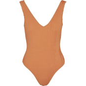 Womens Crinkle High Leg papaya swimsuit