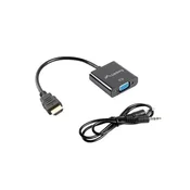 Lanberg adapter HDMI (M) za VGA (F) + kabel Minijack 3,5 mm (F) 20 cm