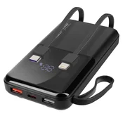 LINQ LinQ, 10000 mAh rezervna baterija s kabloma Lightning in USB tipa C, Črna, (5000017453)