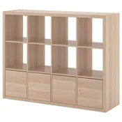 KALLAX Regal s 4 vstavki, imitacija beljenega hrasta, 147x112 cm