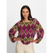 heine Bluza kaki/oliva/temno roza
