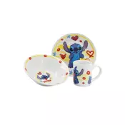 Stor Otroški keramični jedilni set Lilo & Stitch - krožnik, skleda in vrč (3 kosi), 88165