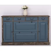 Casa Padrino country style chest of drawers blue/black 176 x 35 x H. 105 cm - Solid wood cabinet with 6 drawers and 2 doors - Country style furniture - Furniture in country style