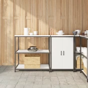 vidaXL Kuhinjski set za shranjevanje 2 pcs Bela 150 x 50 x 92 cm