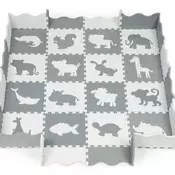 ECO TOYS Podloga za igru sa ogradom 36 elemenata Sivo-bela 154x154 cm