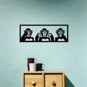 Opviq Zidna dekoracija Three Monkeys-M, 70x25 cm, 1.5 mm, Crna